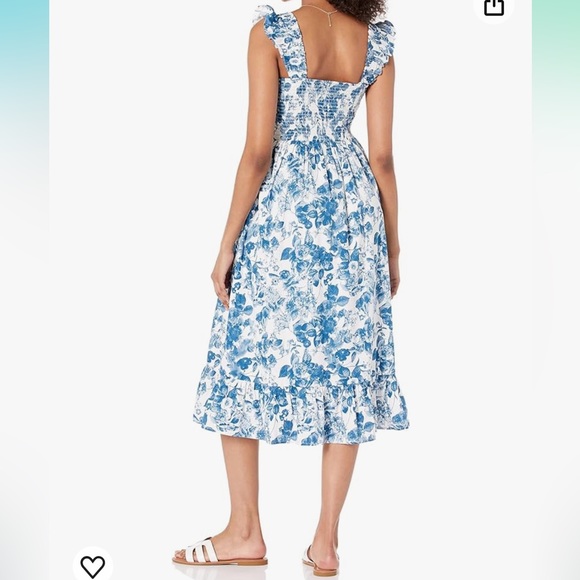 NWT - The Drop Women's Kimi Ruffled-Shoulder Smocked Midi Dress - Picture 7 of 8